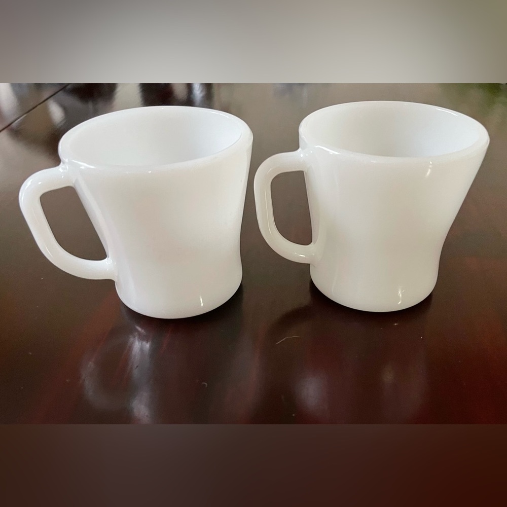 Federal Milk Glass Set Of Two Coffee Mugs